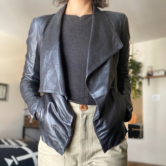 TROUVE ASYMMETRICAL LEATHER JACKET - Picture 2 of 4